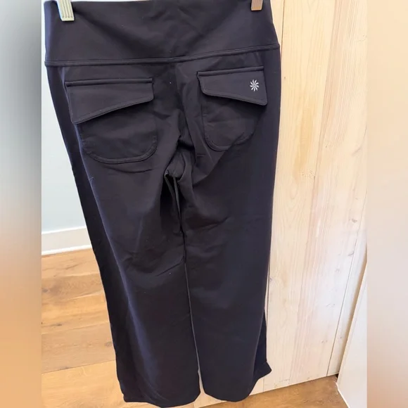 Athleta Women's Black Wide-Leg Pants with back pockets, SP - Picture 3 of 3